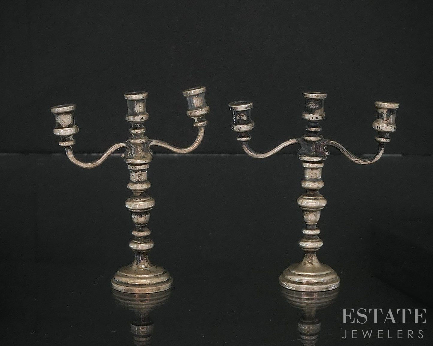 Sterling Silver Dollhouse Minature Pair of Candlesticks 41.9g i19720