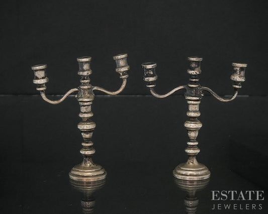 Sterling Silver Dollhouse Minature Pair of Candlesticks 41.9g i19720