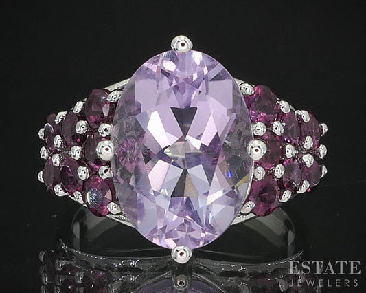 Sterling Natural Amethyst & Rhodolite Garnet Ladies Ring 5.2g i19734