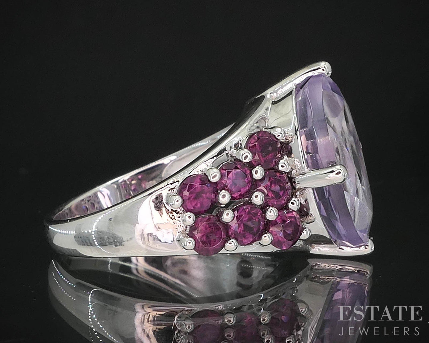Sterling Natural Amethyst & Rhodolite Garnet Ladies Ring 5.2g i19734