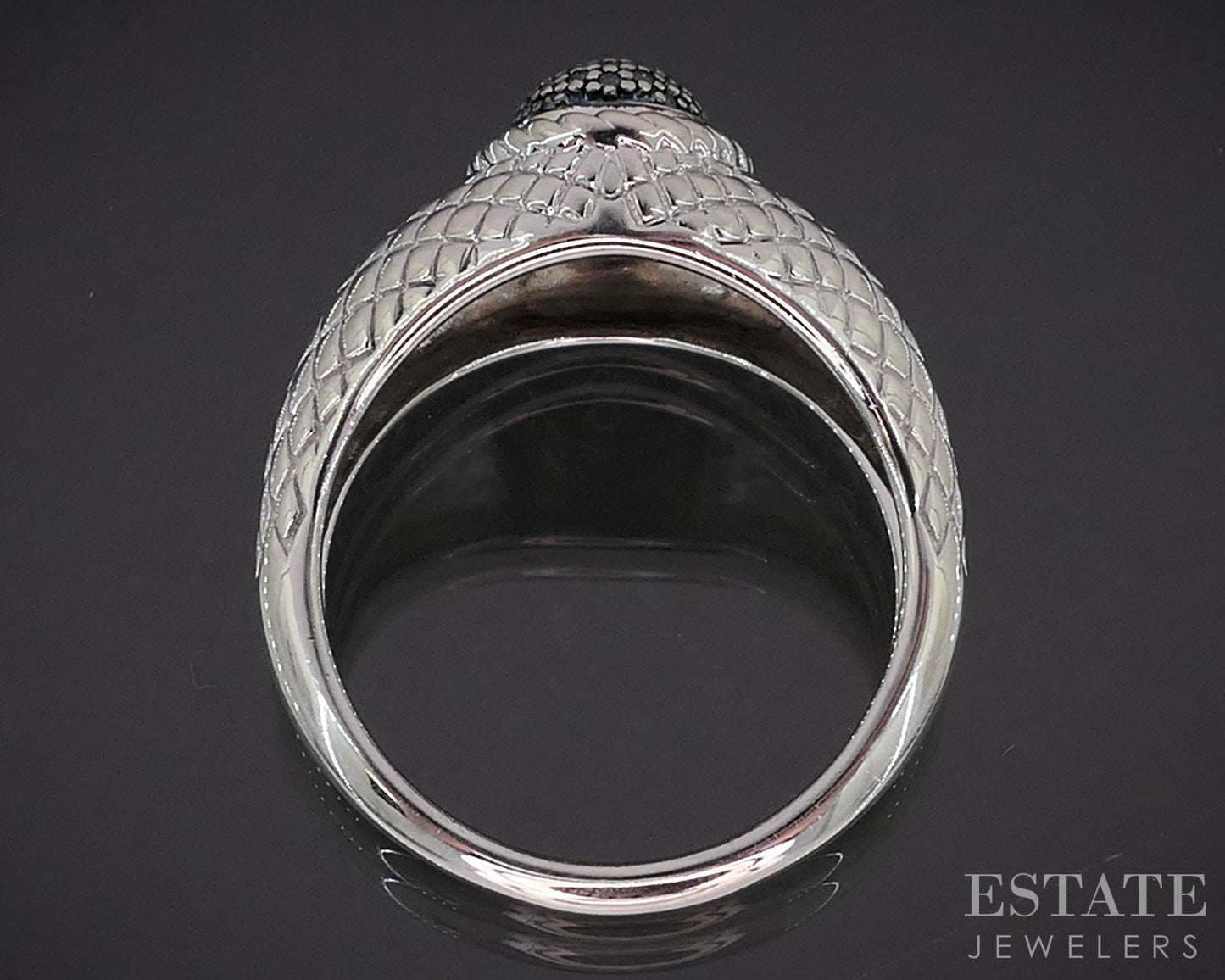 Sterling Silver Natural Blue Diamond Ladies Band Ring 5.2g i19735