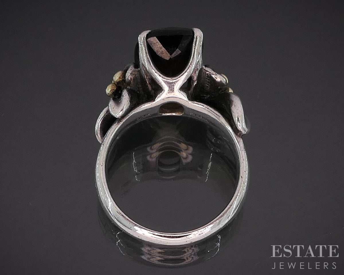 18k & Sterling Ann King Natural Smoky Quartz Ladies Ring 12.2g i19756