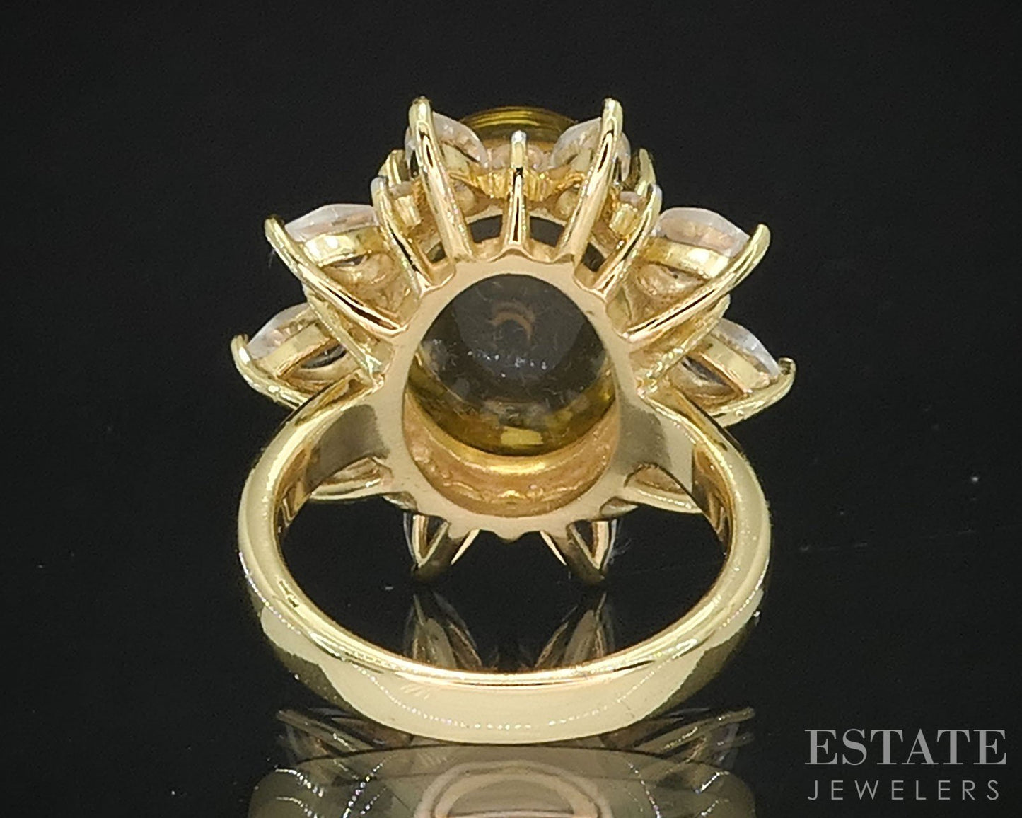 Sterling Natural Lemon Quartz & White Topaz Cocktail Ladies Ring 9.1g i19755