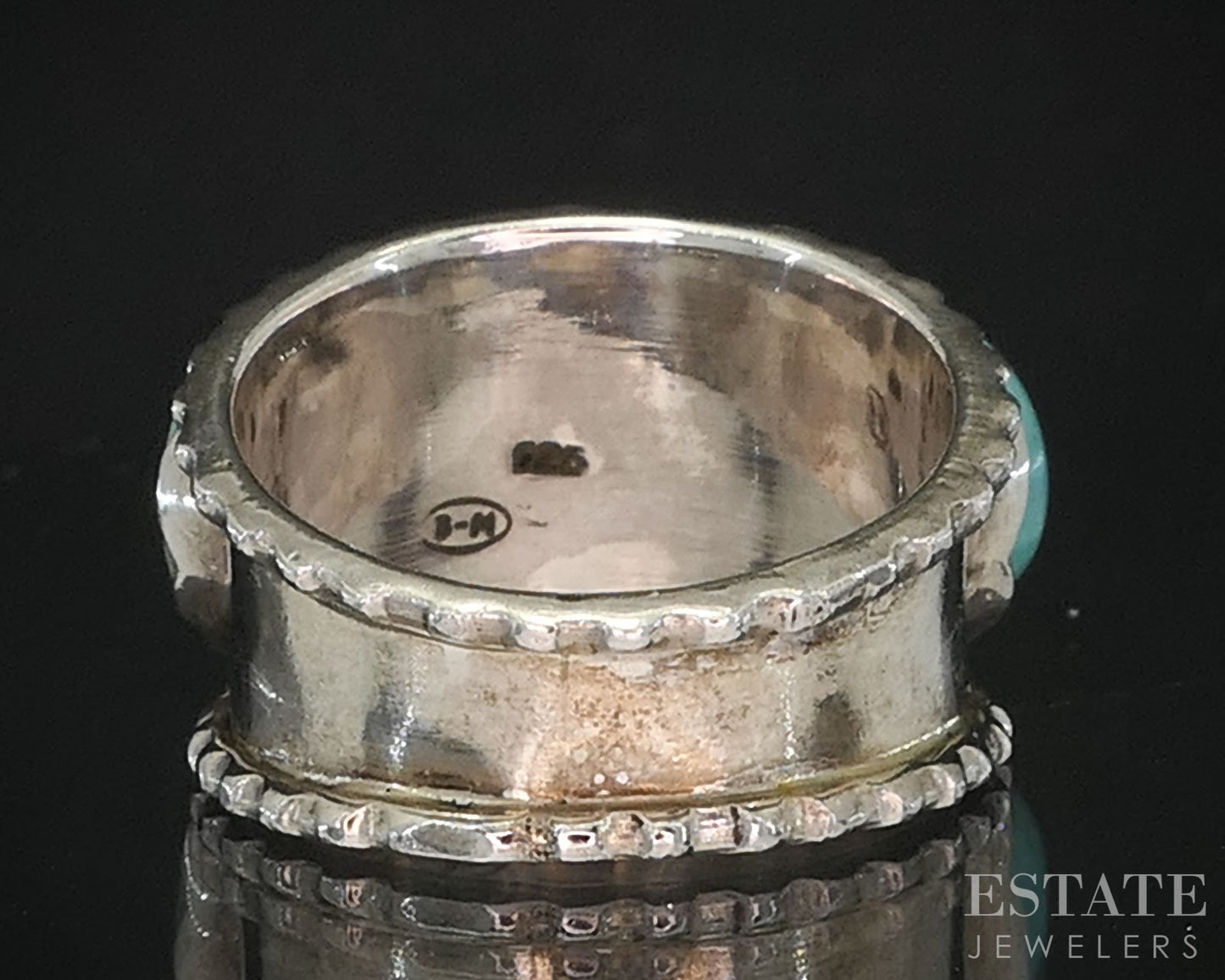 Vintage Sterling Natural Turquoise Navajo BM Ladies Band Ring 7.6g i19751