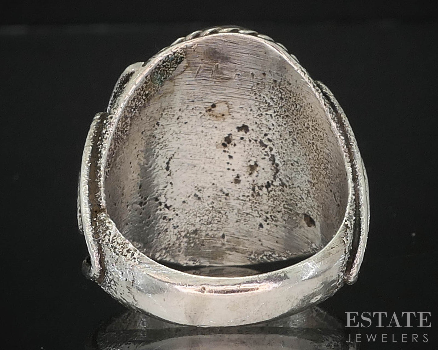 Vintage Sterling Silver Natural Spiderweb Turquoise Navajo Mens Ring 22g i19750