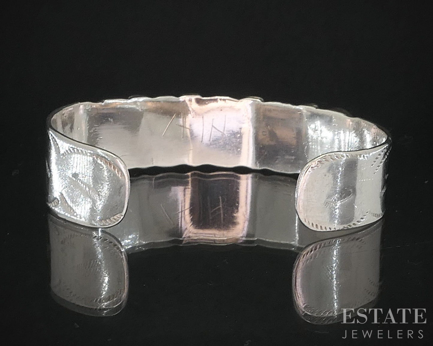 Vintage Sterling Navajo Natural Turquoise Signed Cuff Bracelet 22.8g p86507