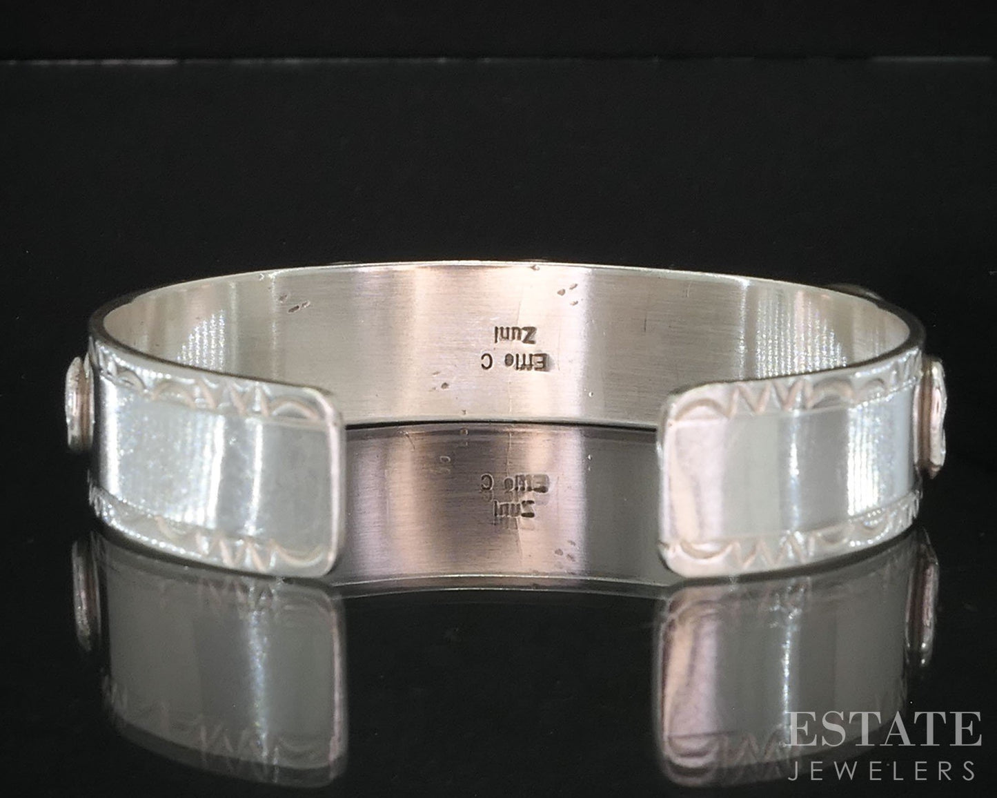 Vintage Sterling Zuni Natural Turquoise Effie C. Snake Cuff Bracelet 31g i19738