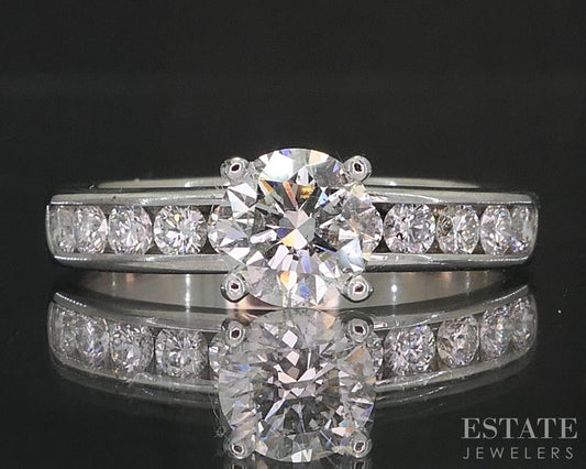 14k White Gold Round Natural .95ctw Diamond Engagement Ring 3g i19761
