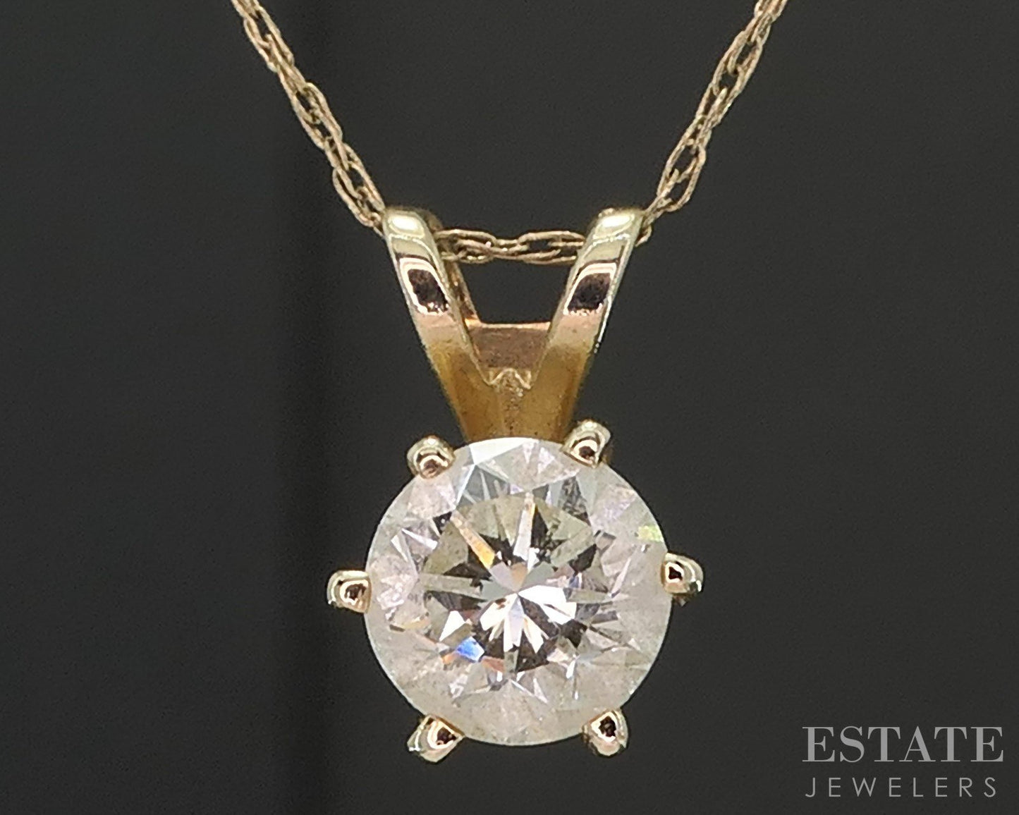 14k Yellow Gold Round Natural .46ct Diamond Solitaire Necklace 0.9g i19781