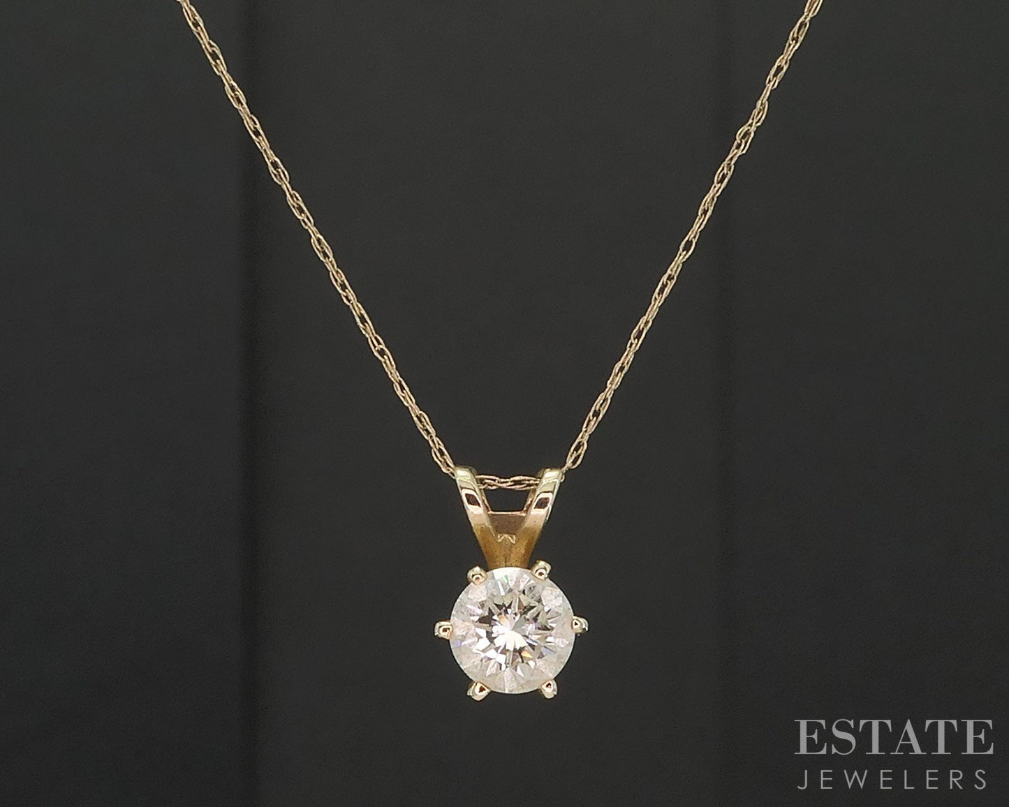 14k Yellow Gold Round Natural .46ct Diamond Solitaire Necklace 0.9g i19781