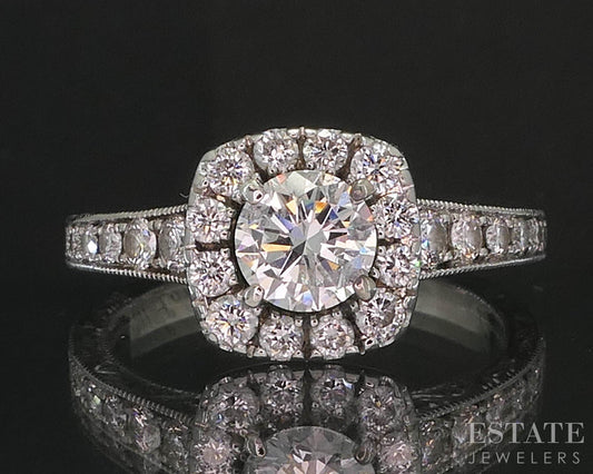14k White Gold Round Natural .89ctw Diamond Neil Lane Engagement Ring 4g i19779