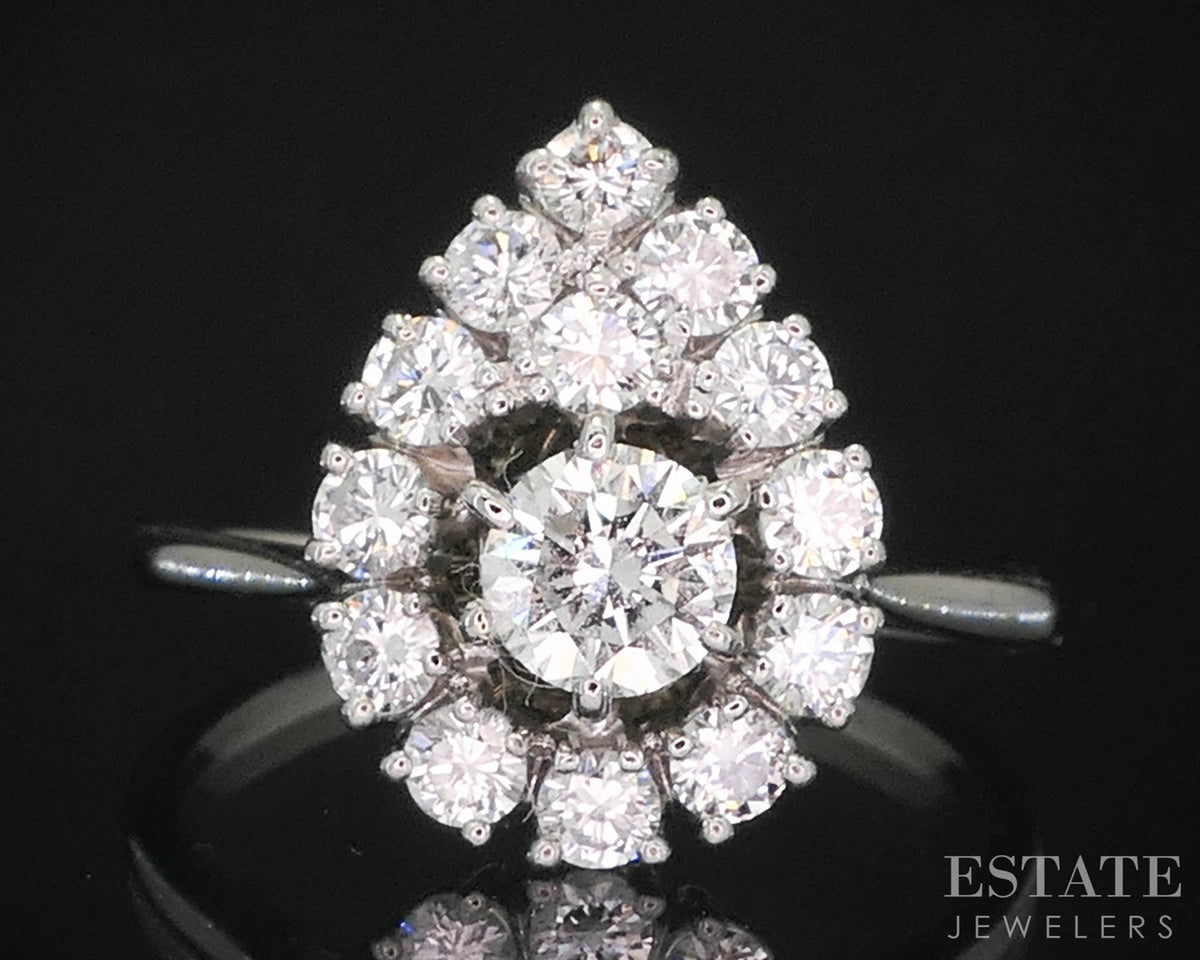 Vintage 17k White Gold Round Natural 1.08ctw Diamond Engagement Ring 4.3g i19523