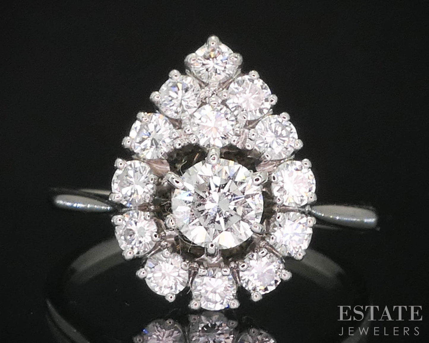 Vintage 17k White Gold Round Natural 1.08ctw Diamond Engagement Ring 4.3g i19523