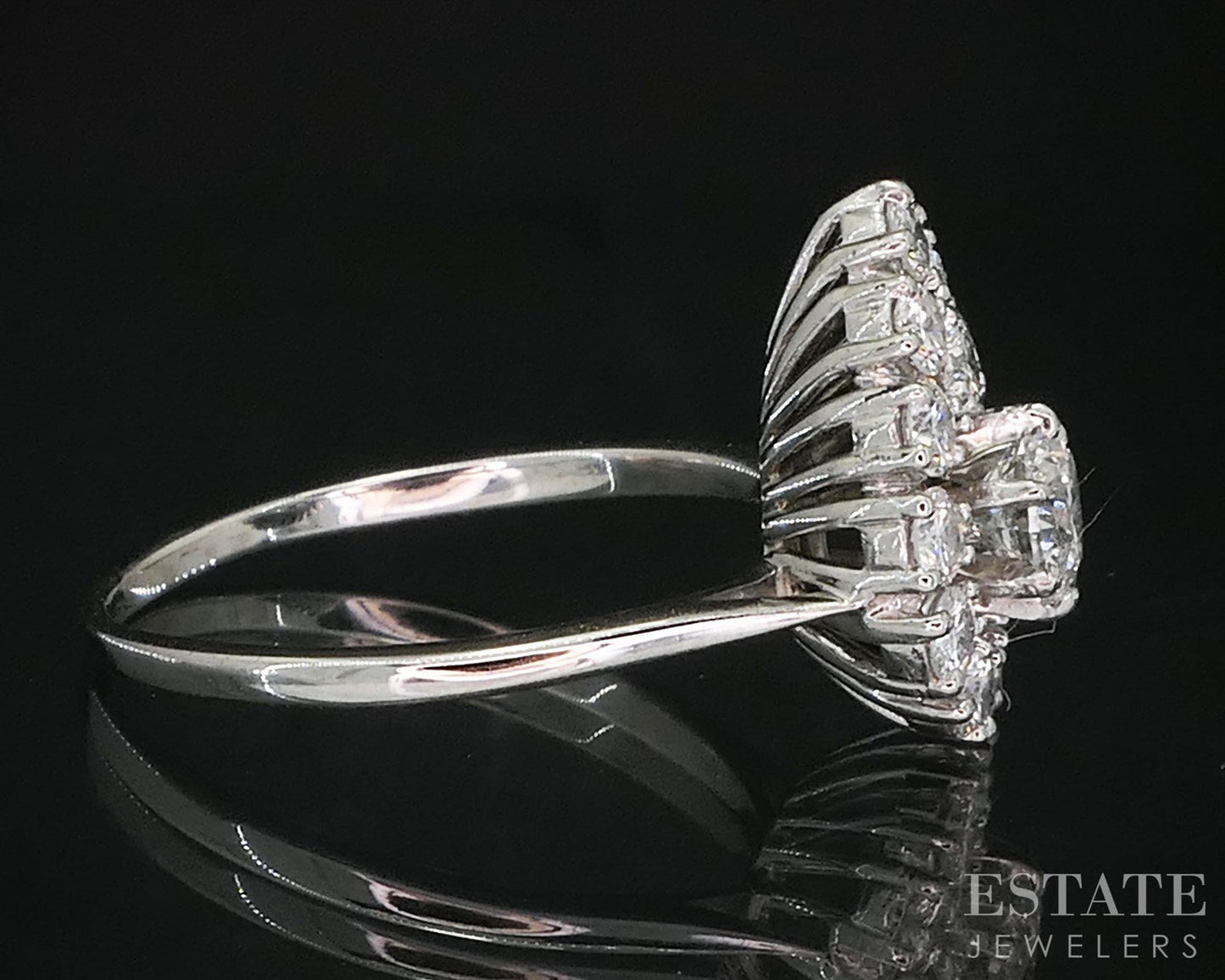 Vintage 17k White Gold Round Natural 1.08ctw Diamond Engagement Ring 4.3g i19523