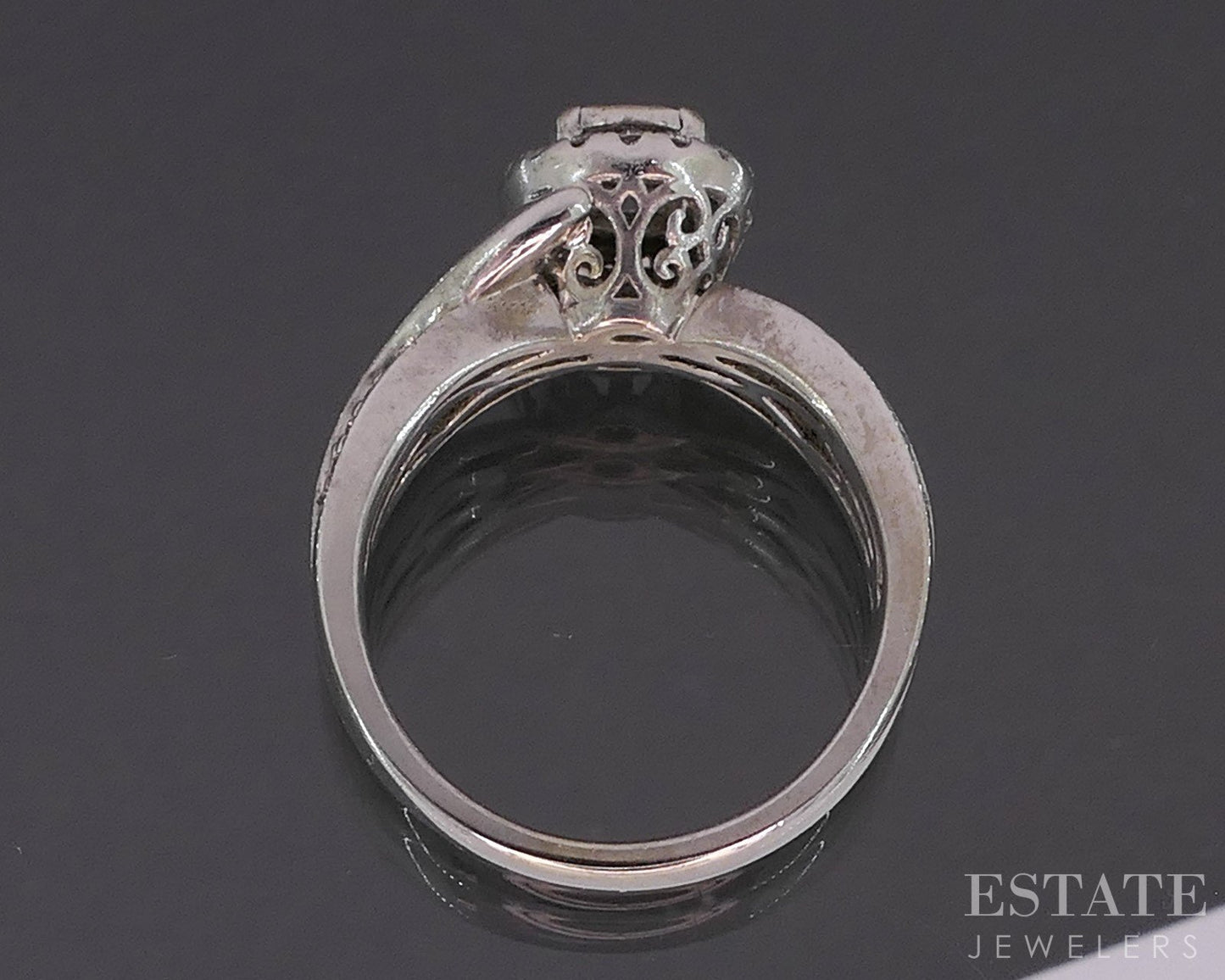 14k White Gold Round Natural .65ctw Diamond Halo Engagement Ring 6.4g p86723