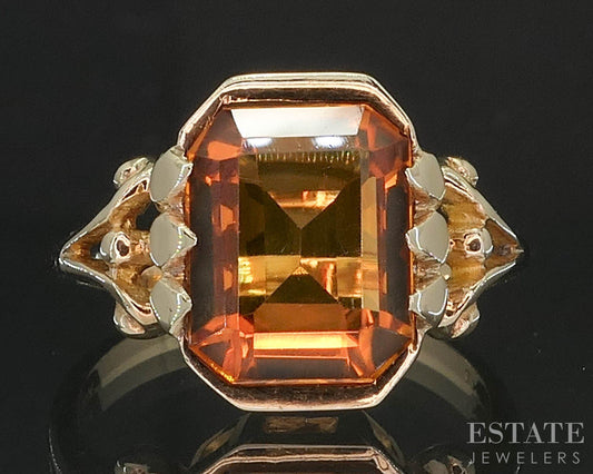 Vintage Retro 10k Yellow Gold Natural Citrine Ladies Ring 2.8g i19774