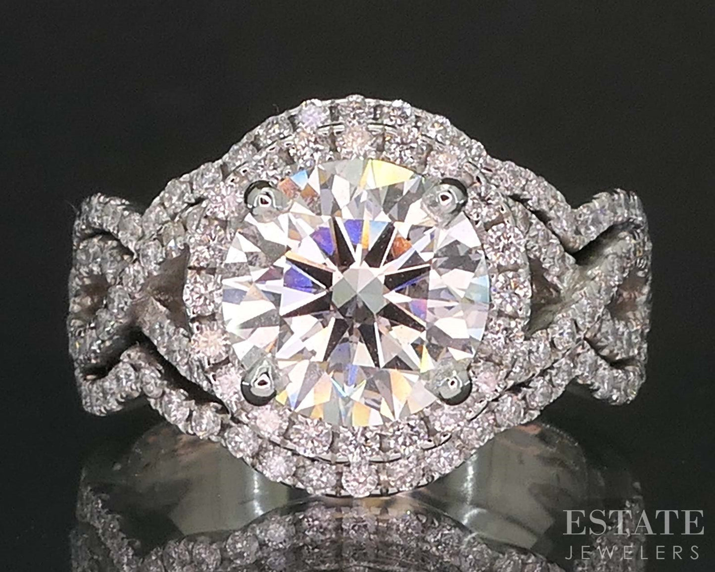 14k White Gold IGI Round Lab Created 2.10ct Diamond Wedding Set 9.5g p86758