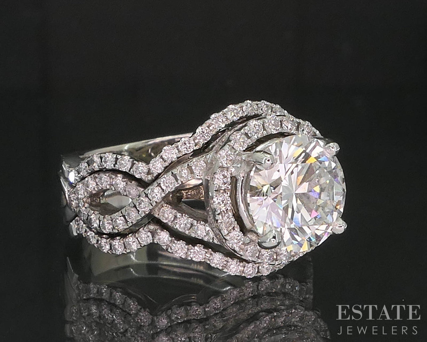 14k White Gold IGI Round Lab Created 2.10ct Diamond Wedding Set 9.5g p86758