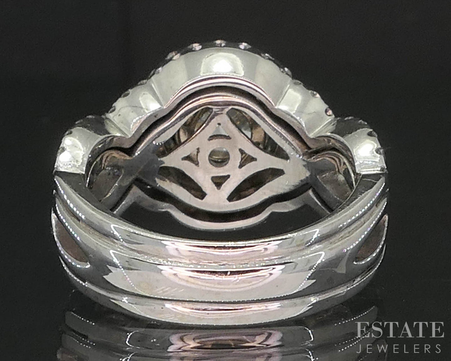 14k White Gold IGI Round Lab Created 2.10ct Diamond Wedding Set 9.5g p86758