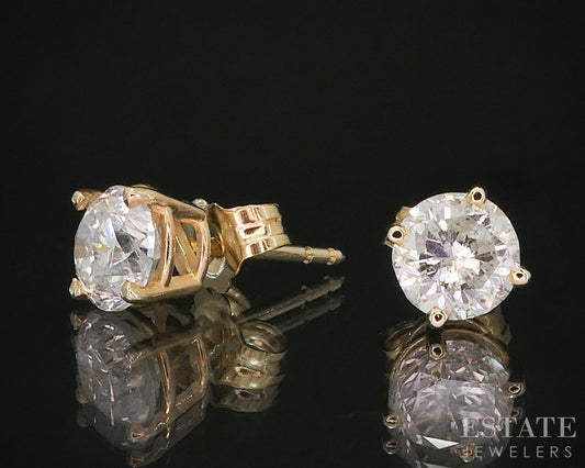 14k Yellow Gold Round Natural 1.38ctw Diamond Stud Earrings i19780