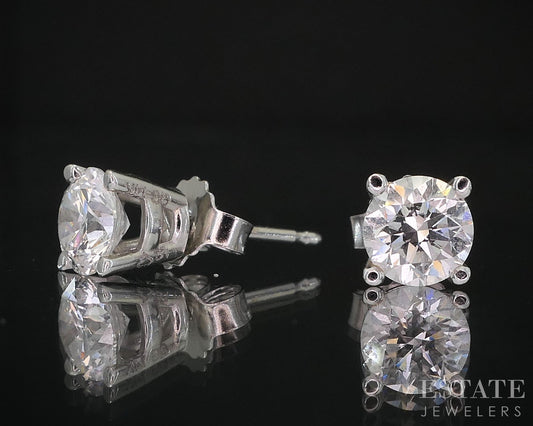 14k White Gold Round Lab Created 1.00ctw Diamond Stud Earrings i19807