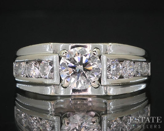 14k White Gold Round Natural .82ctw Diamond Engagement Ring 5g i19788