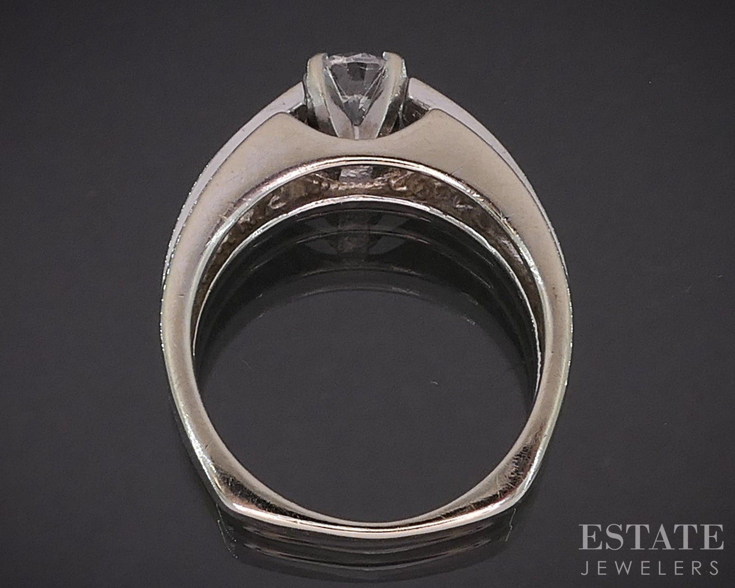 14k White Gold Round Natural .82ctw Diamond Engagement Ring 5g i19788