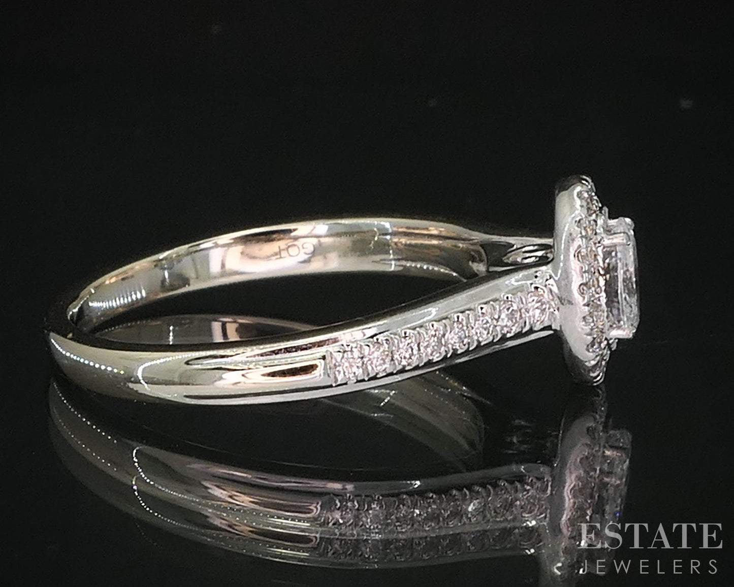 14k White Gold Oval Natural .42ctw Diamond Halo Engagement Ring 4.9g i19803