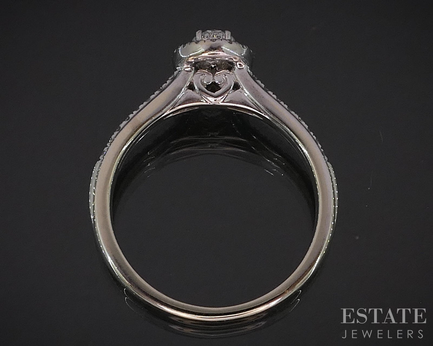 14k White Gold Oval Natural .42ctw Diamond Halo Engagement Ring 4.9g i19803