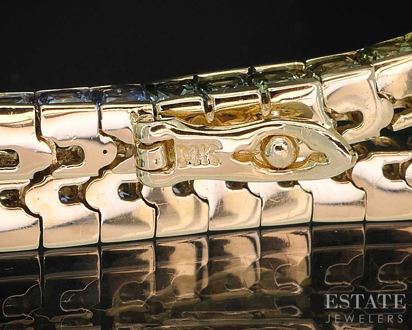 14k Yellow Gold Rainbow Sapphire Ladies Tennis Bracelet 15.7g 7"L i19784