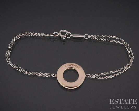 Sterling Tiffany & Co. 1837 Rubedo Circle Ladies Bracelet 1.7g 6.25"L i19782
