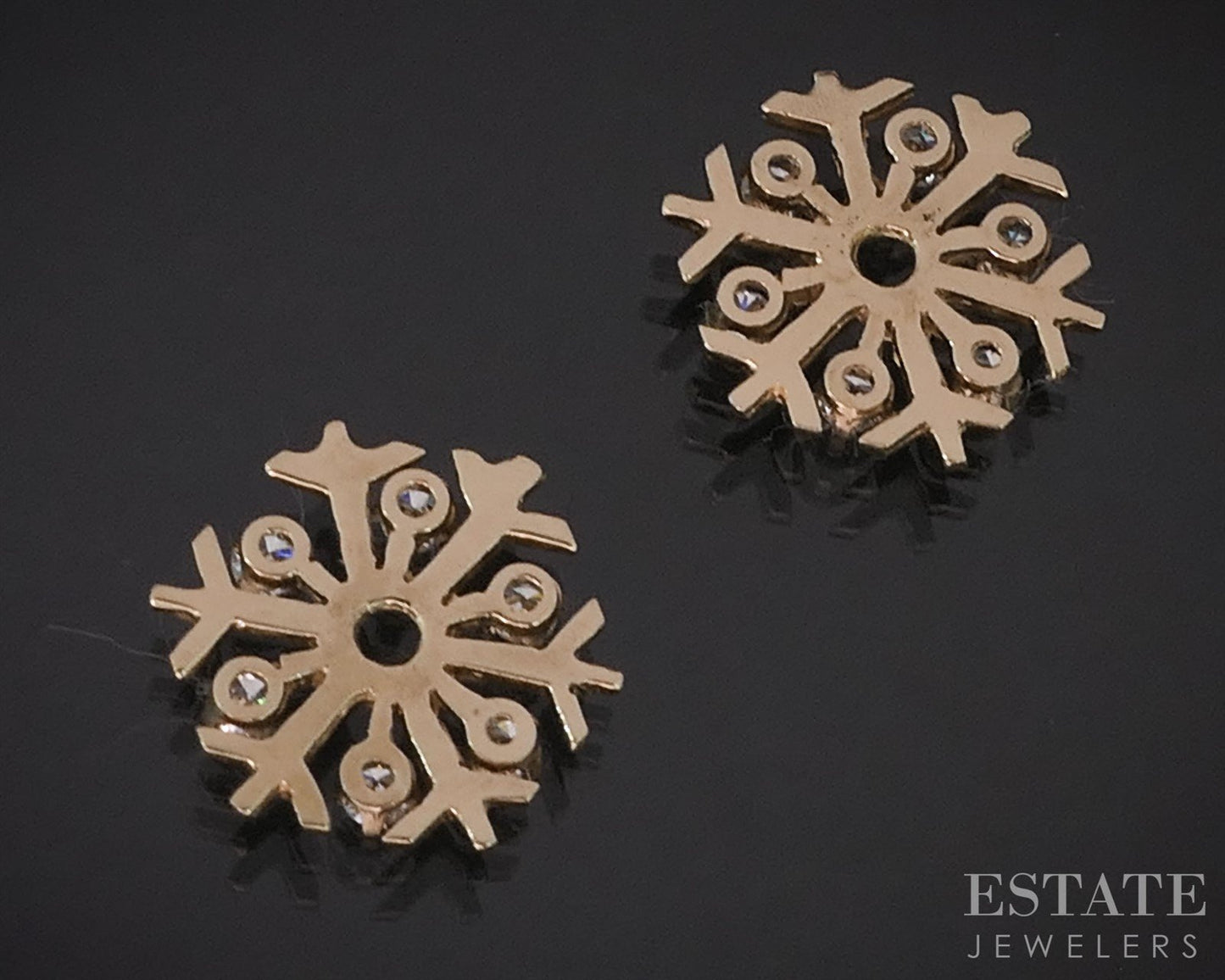 14k Yellow Gold Natural .24ctw Diamond Snowflake Stud Earring Enhancers i19828b