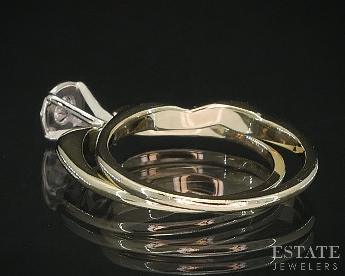 Vintage 14k Yellow Gold Round Natural .12ct Diamond Wedding Set 3g i19819b