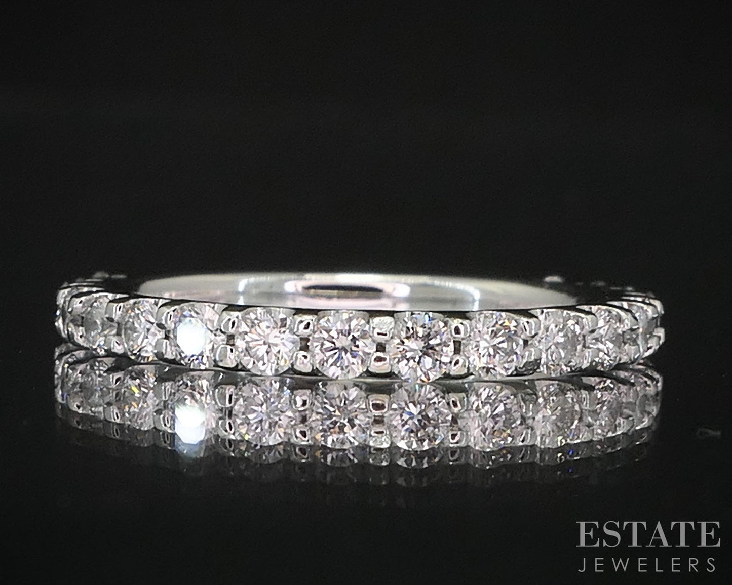 14k White Gold Natural .50ctw Diamond Semi Eternity Wedding Band 1.9g i19826b