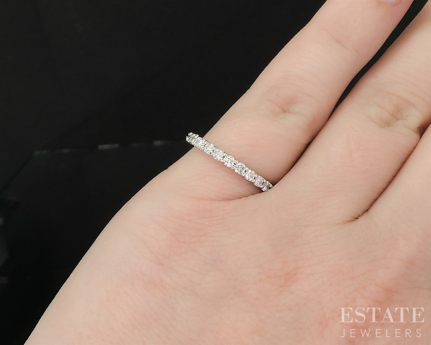 14k White Gold Natural .50ctw Diamond Semi Eternity Wedding Band 1.9g i19826b