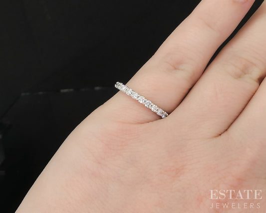 14k White Gold Natural .50ctw Diamond Semi Eternity Wedding Band 1.9g i19826b