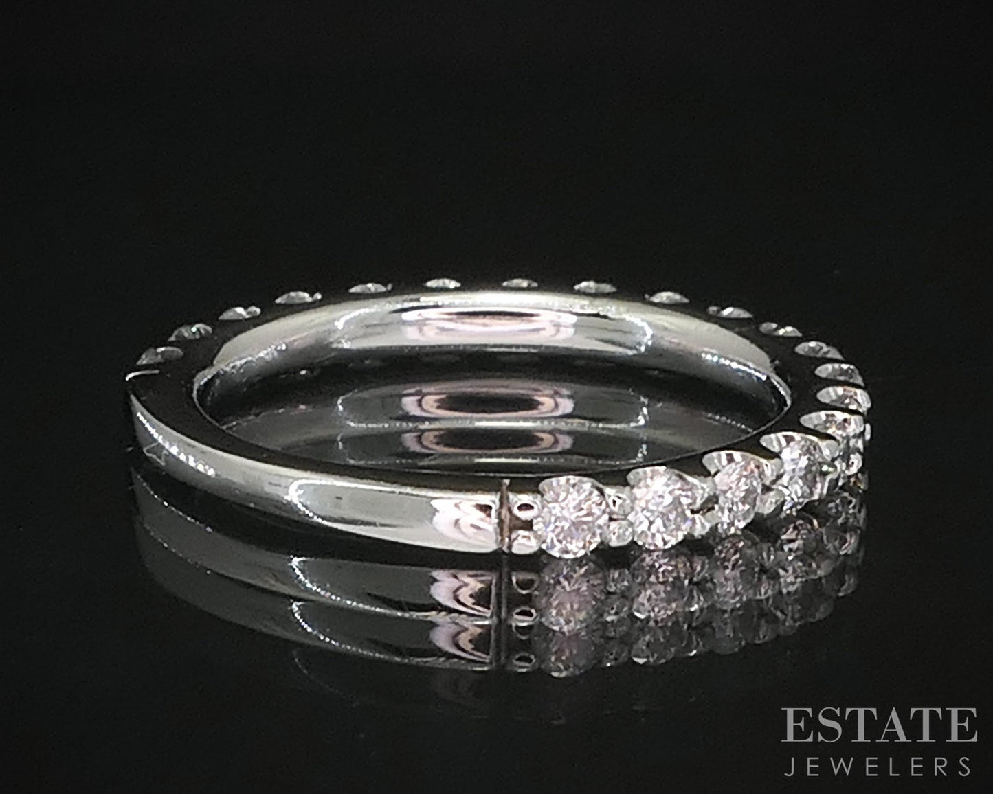 14k White Gold Natural .50ctw Diamond Semi Eternity Wedding Band 1.9g i19826b