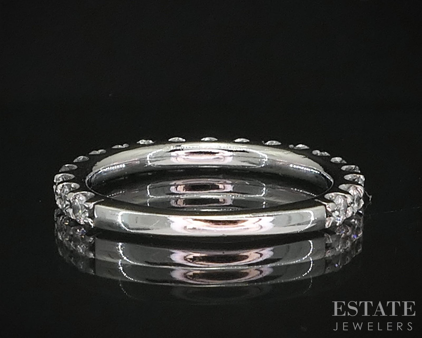 14k White Gold Natural .50ctw Diamond Semi Eternity Wedding Band 1.9g i19826b