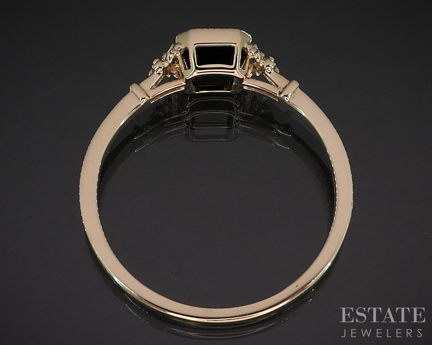 Vintage 14k Yellow Gold Natural Black Onyx Ladies Band Ring 2.6g i19811b