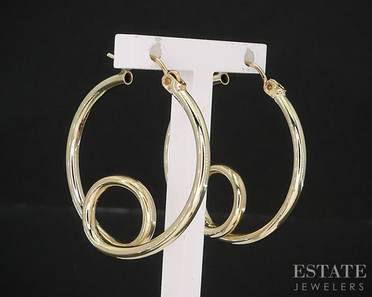 14k Yellow Gold 2mm Smooth Spiral Hoop Ladies Earrings 2.9g i19810b