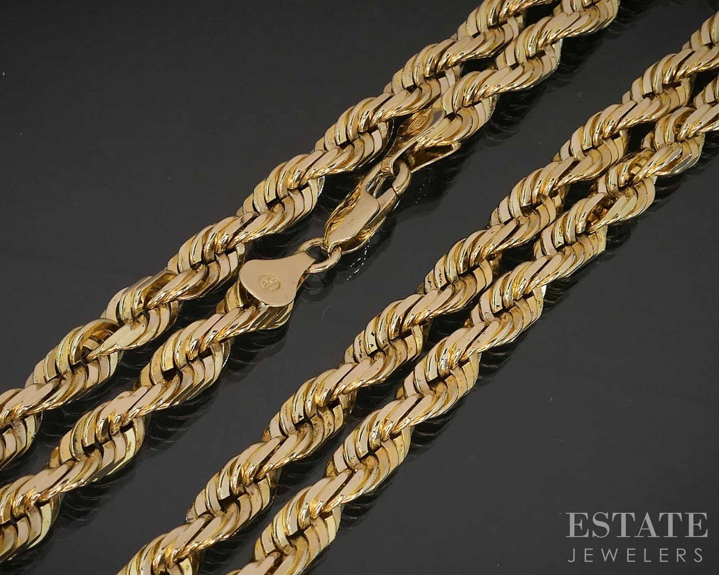 10k Yellow Gold 5.7mm Diamond Cut Rope Chain Link Mens Necklace 53g 24"L i19809b