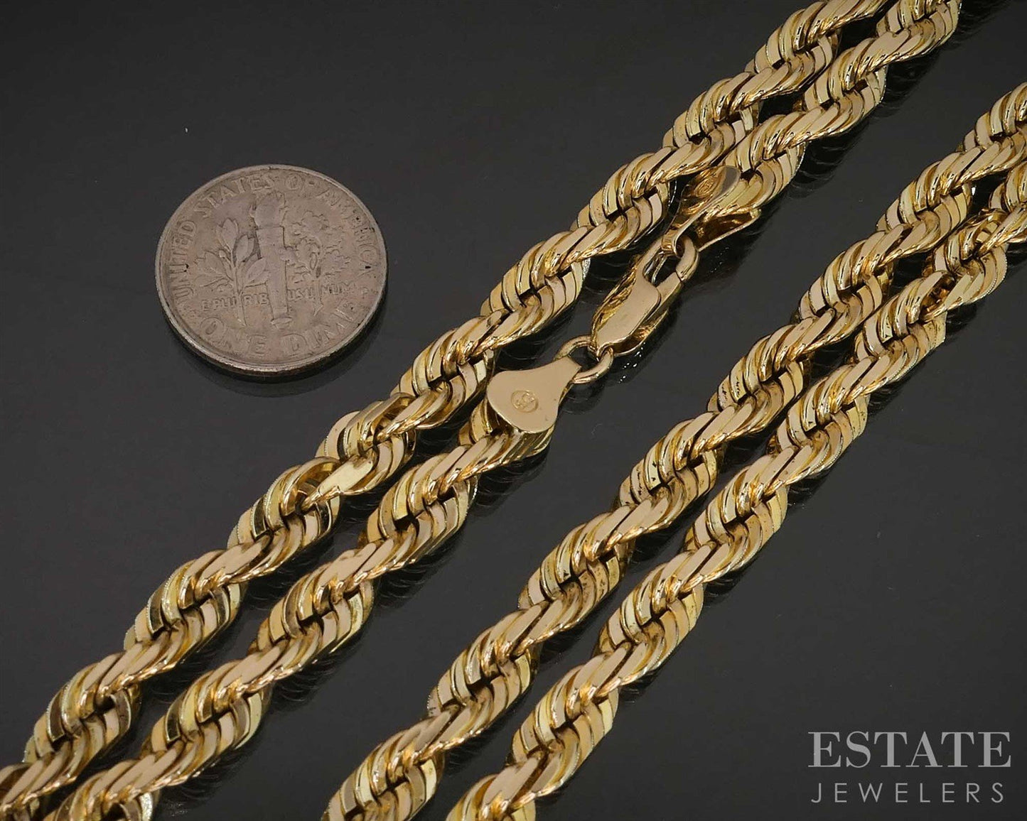 10k Yellow Gold 5.7mm Diamond Cut Rope Chain Link Mens Necklace 53g 24"L i19809b