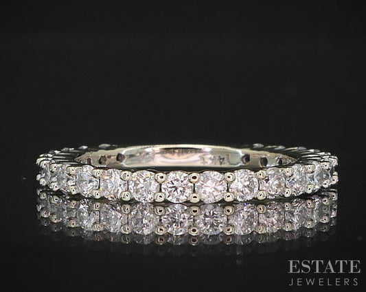 14k White Gold Natural .63ctw Diamond Semi Eternity Wedding Band 2.1g i19821b