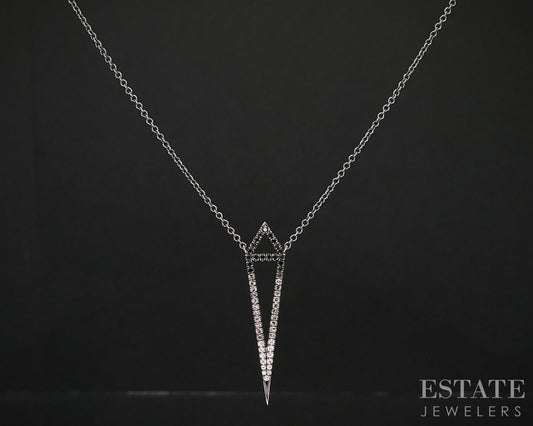 18K White Gold Natural Diamond Eva Fehren Ladies Necklace 3.3g 20"L i19827b