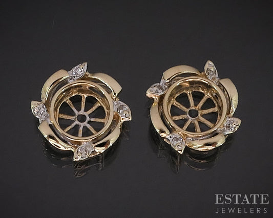 14k Yellow Gold Natural .08ctw Diamond Stud Earring Enhancers 1.3g i19822b
