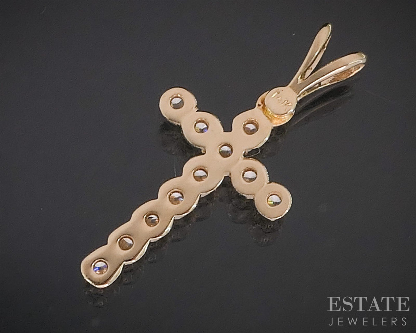 14k Yellow Gold Natural Diamond Cross Ladies Pendant 0.6g i19832b