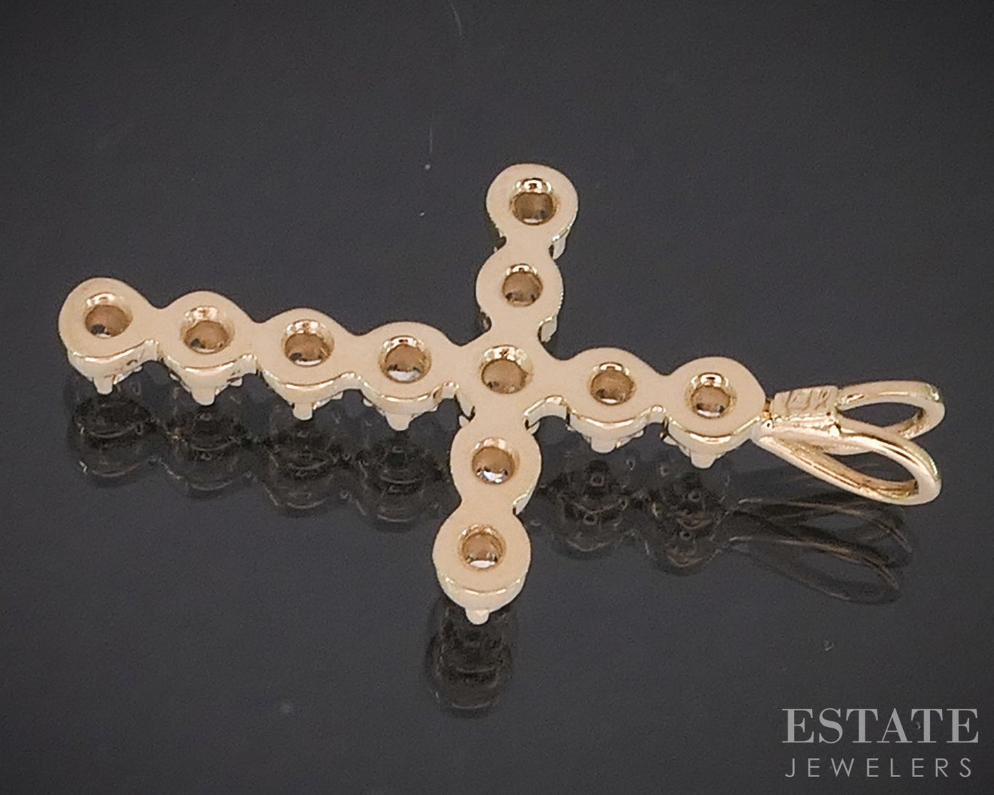 14k Yellow Gold Natural Diamond Cross Ladies Pendant 1.6g i19838b