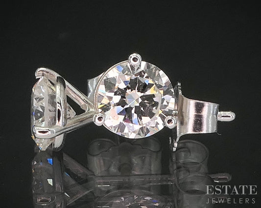 14k White Gold Round Natural .89ctw Diamond Martini Stud Earrings i19863