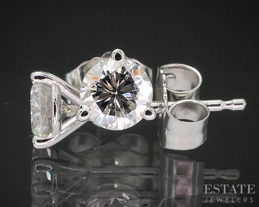 14k White Gold Round Natural .49ctw Diamond Martini Stud Earrings i19861