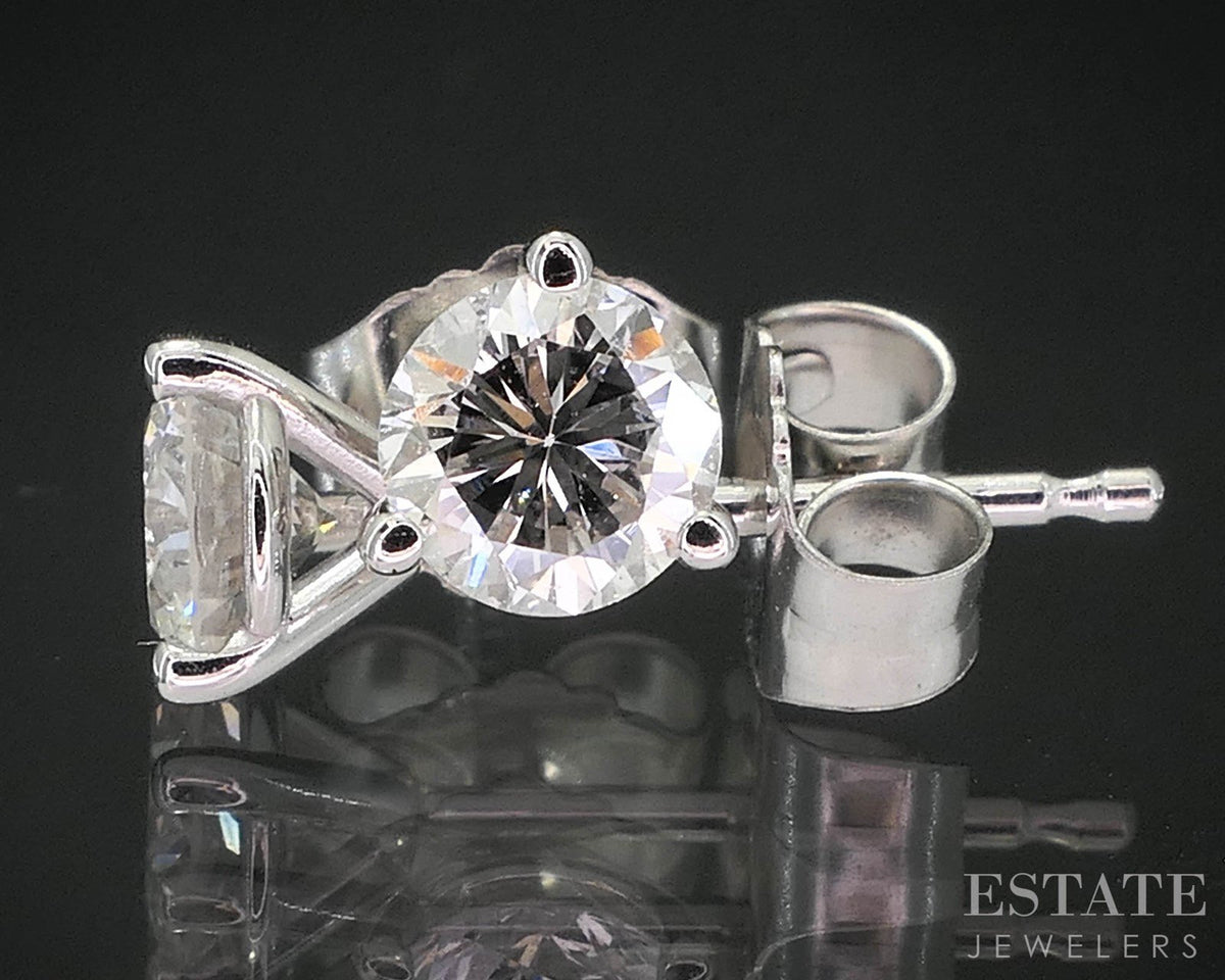 14k White Gold Round Natural .50ctw Diamond Martini Stud Earrings p87315